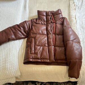 Abercrombie leather mini puffer
